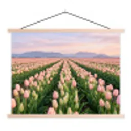 Tulpen - Landschap - Roze textielposter latten blank klein -3d