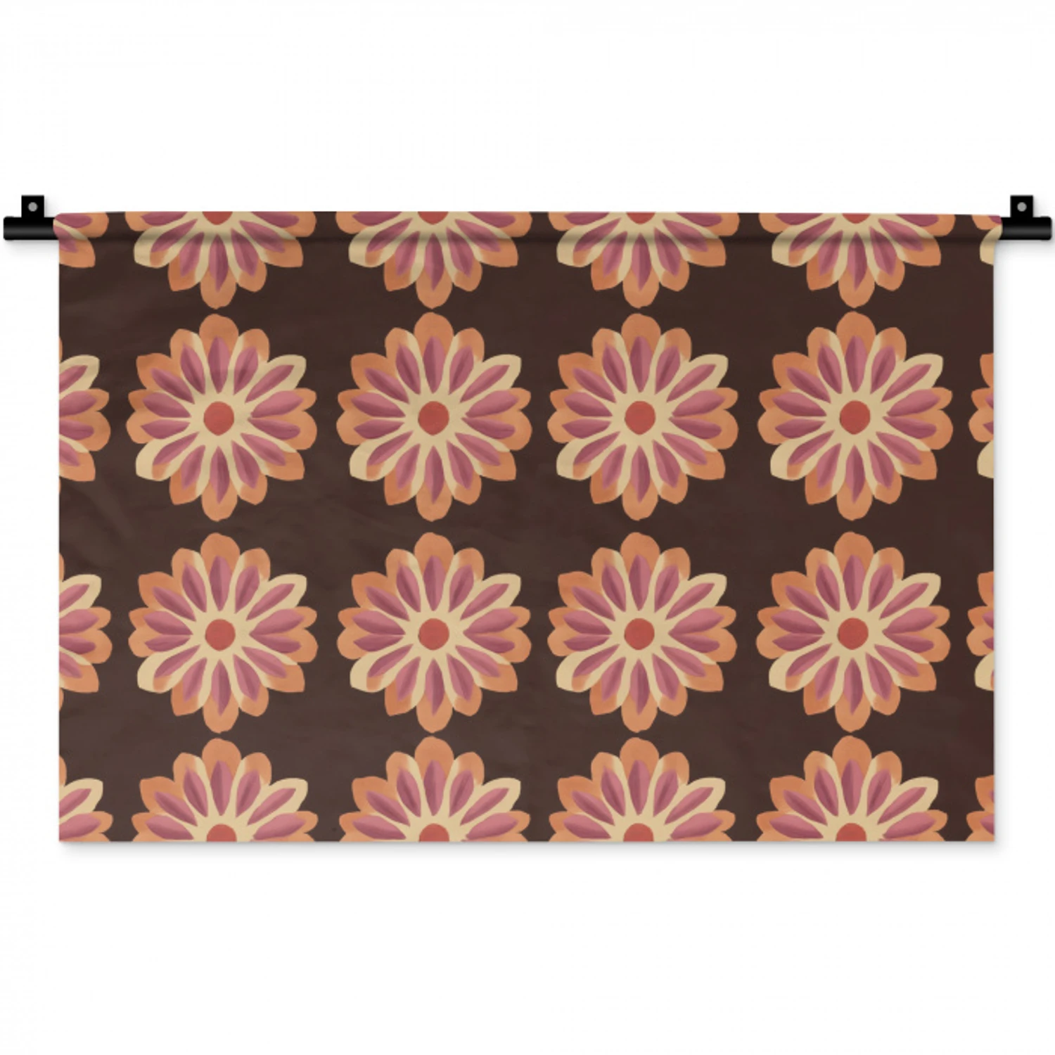 Bloemen - Patroon - Bruin Wandkleed katoen klein 269 -zz3d