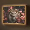Leeuw - Dier - Natuur - Botanisch - Bloemen - Roze Light Box met batterij (Wandlamp) middel -z3d_website