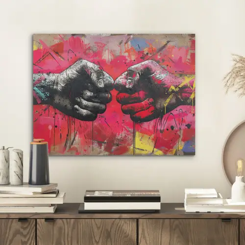 Street art - Handen - Graffiti - Kunst - Banksy PET vilt klein -sfeer1