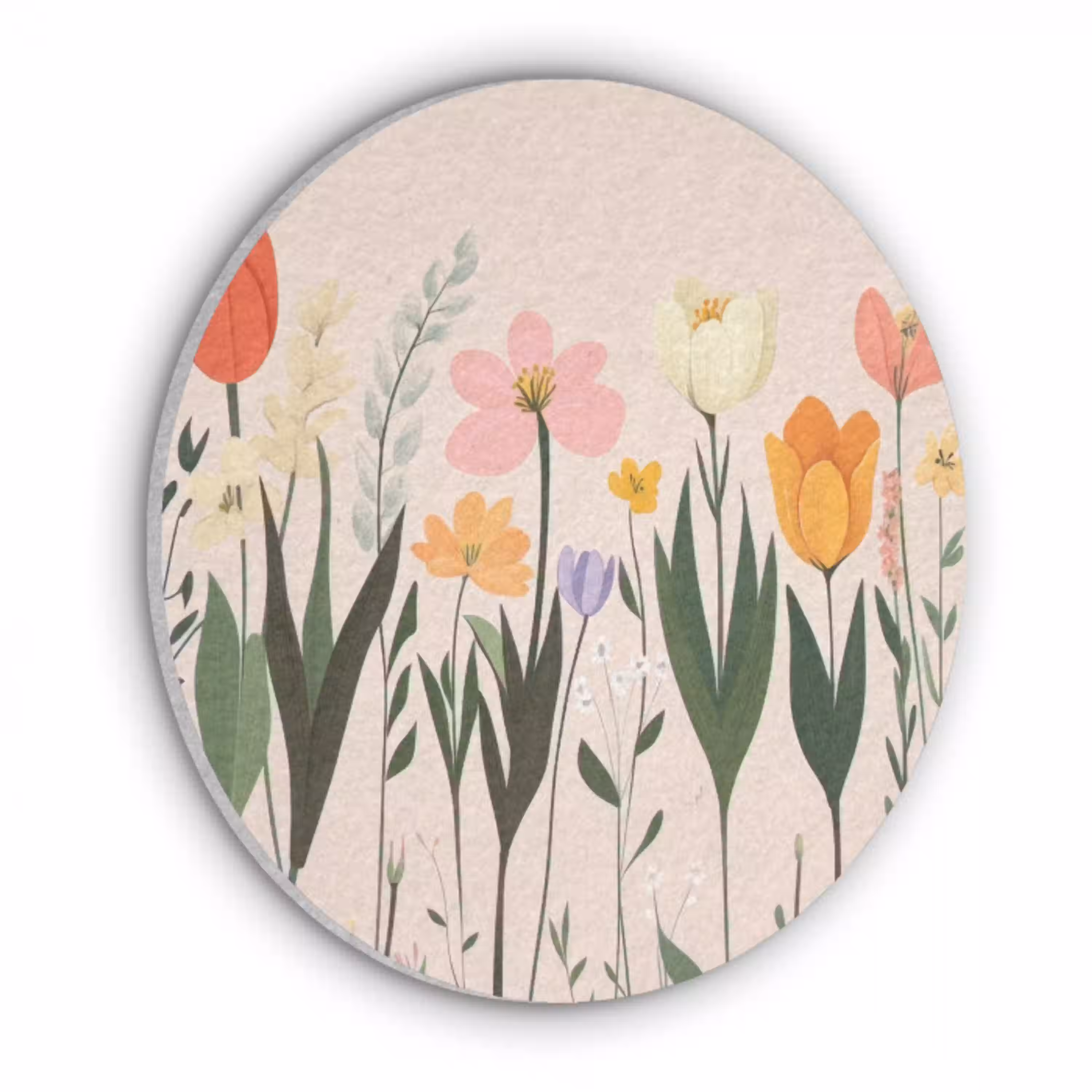 Pasteltinten - Bloemen - Illustratie Akoestische PET Vilt - Rond klein -3d