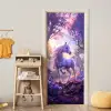 Eenhoorn - Paars - Sprookje - Fantasy dier deurposter klein -sfeer4