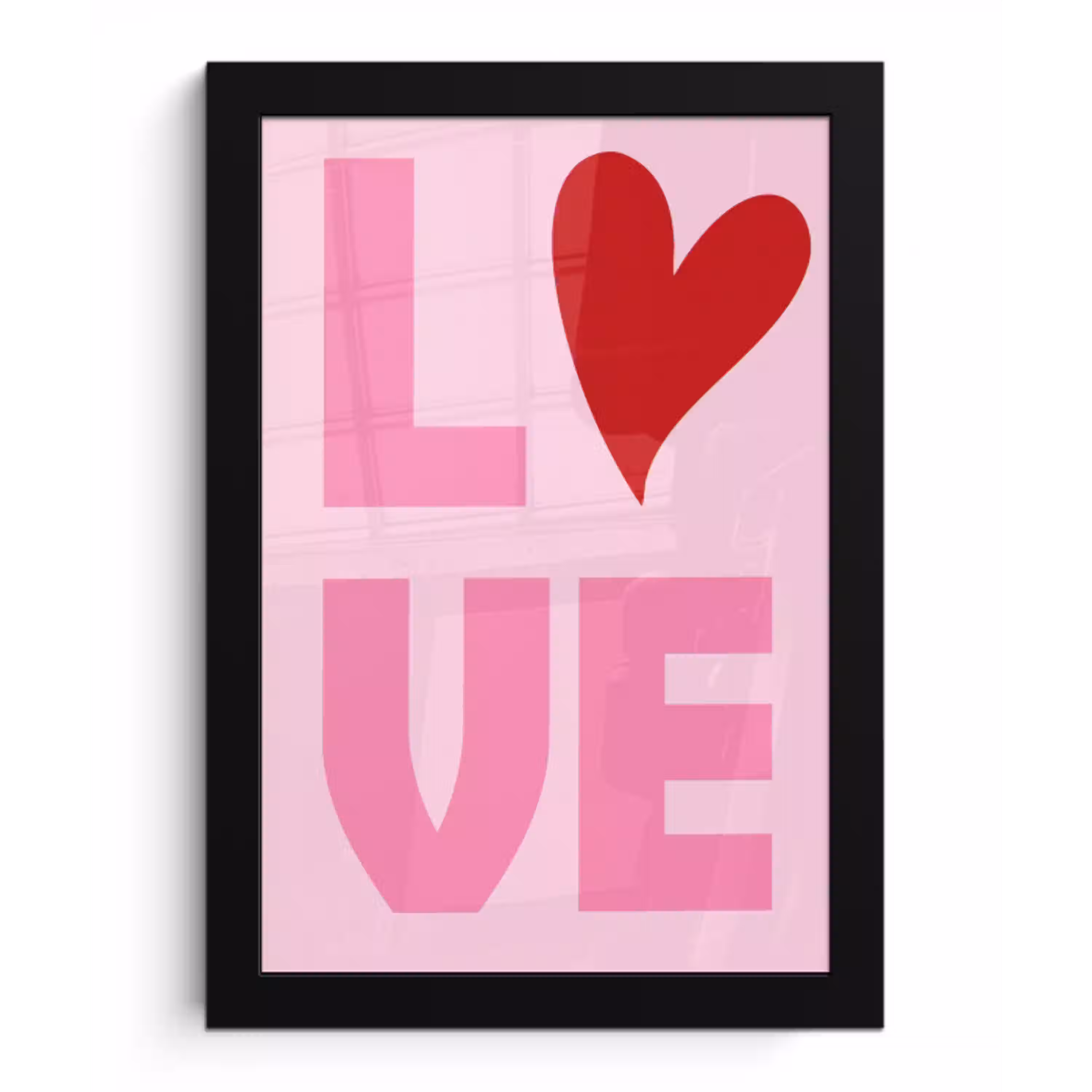 Love - Roze - Hart - Valentijn fotolijst zwart zonder passe partout klein -3d