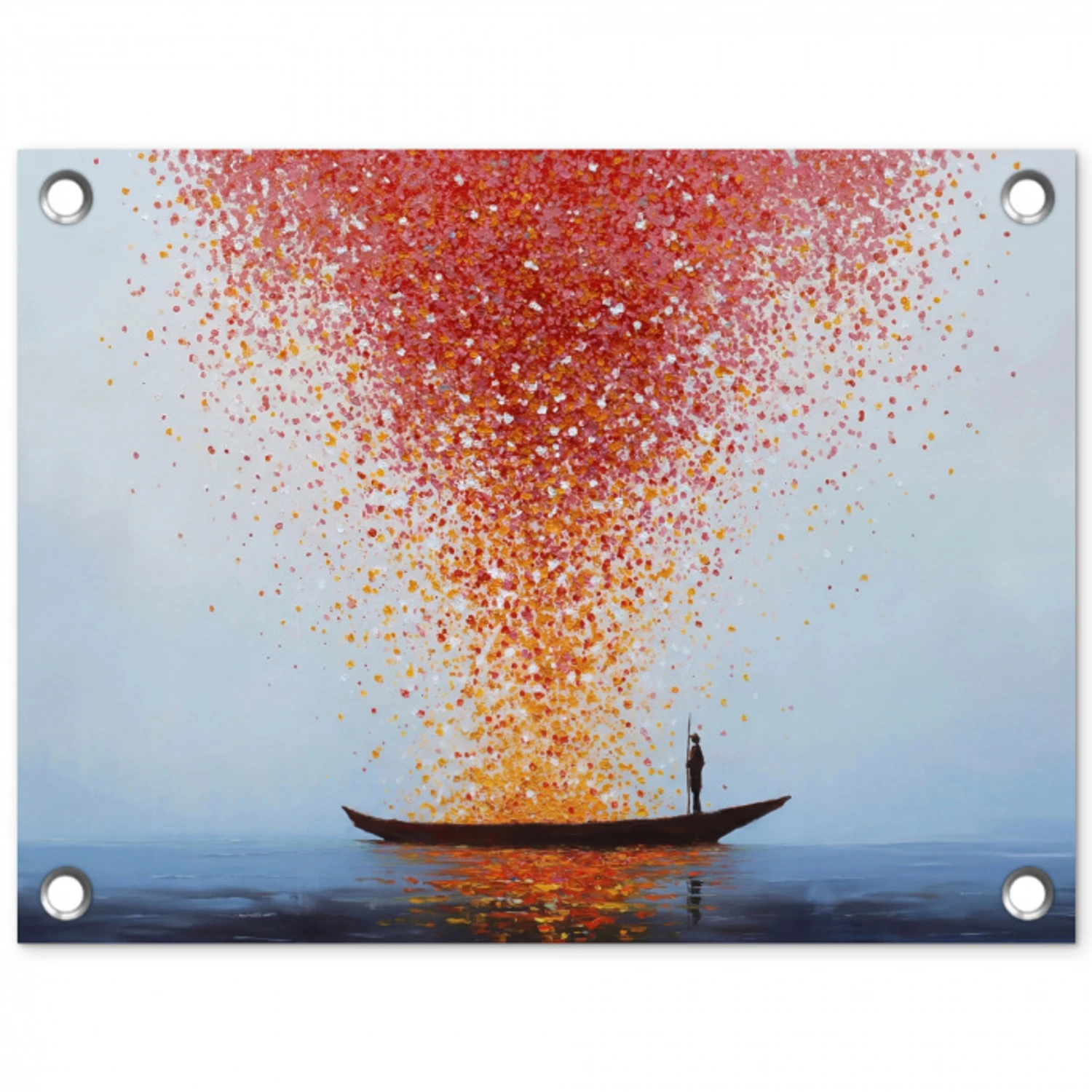 Wolk - Confetti - Boot - Wateroppervlakte tuinposter los doek klein -3d
