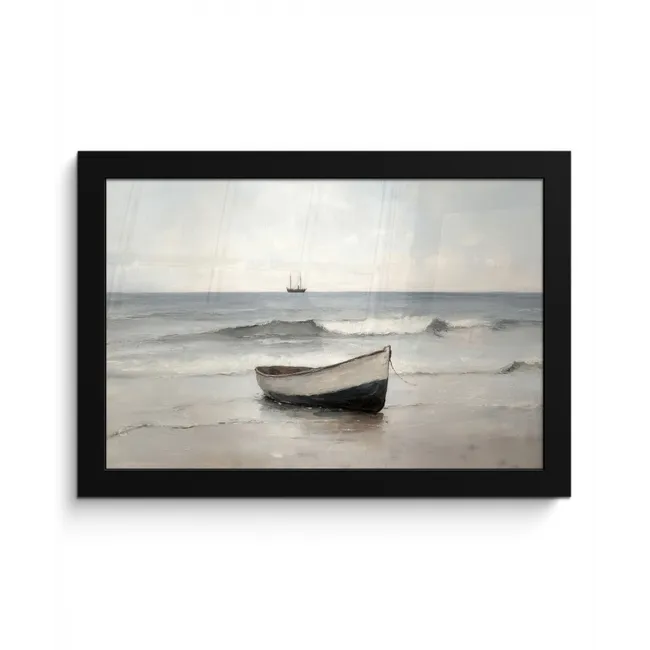 Roeiboot - Zee - Horizon fotolijst zwart zonder passe partout klein -3d