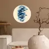 Vissen - Minimalistisch - Blauw Wandcirkel behangsticker klein -sfeer1