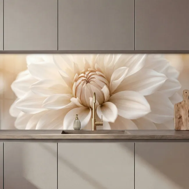Küchenrückwand - Blume - Dahlie - Weiß