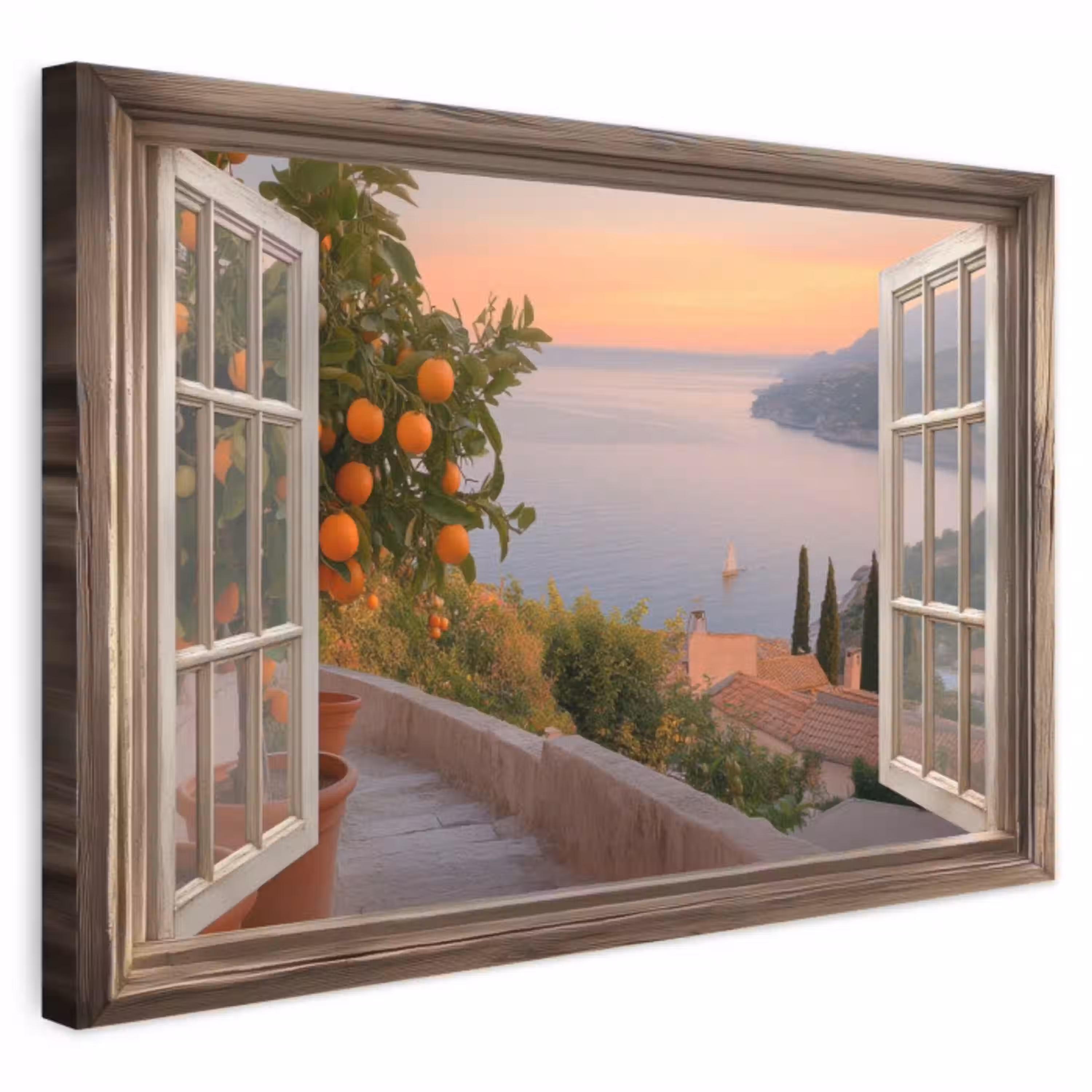 Doorkijk - Uitzicht - Meer - Landschap canvas 2cm klein -3d