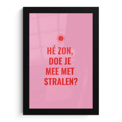 Roze - Zon - Quote fotolijst zwart zonder passe partout klein -3d