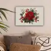 Kerststuk - Poinsettia - Dennenappels - Rood canvas 2cm klein -sfeer1