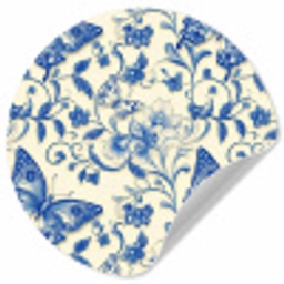 Vlinders - Bloemen - Blauw - Botanisch Wandcirkel behangsticker klein 186 -3d