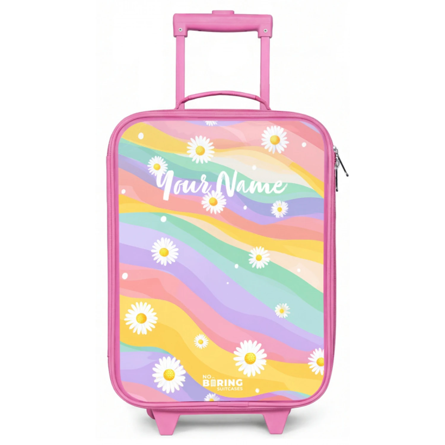 Madeliefjes op regenboogachtergrond Kinderkoffer - Roze klein -zz3dotto