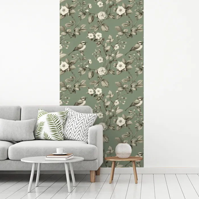 Botanisch - Vogels - Groen fotobehang vinyl groot 64 -woonkamer