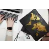 Wereldkaart - Goud - Steen laptophoes neopreen klein -bureau