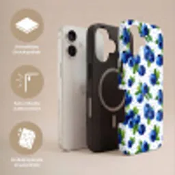 Bessen - Patroon - Blauw Toughcase MagSafe Apple iPhone 17 klein 1017 -USP_Lagen_DE