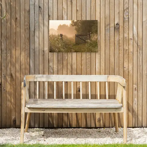 Hek - Natuur - Mist - Veld Tuinposter op houten frame 2 cm dik klein -sfeer4