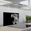 Dieren - Leeuw - Zwart - Wit - Portret keuken achterwand spatscherm klein -3d_schuin
