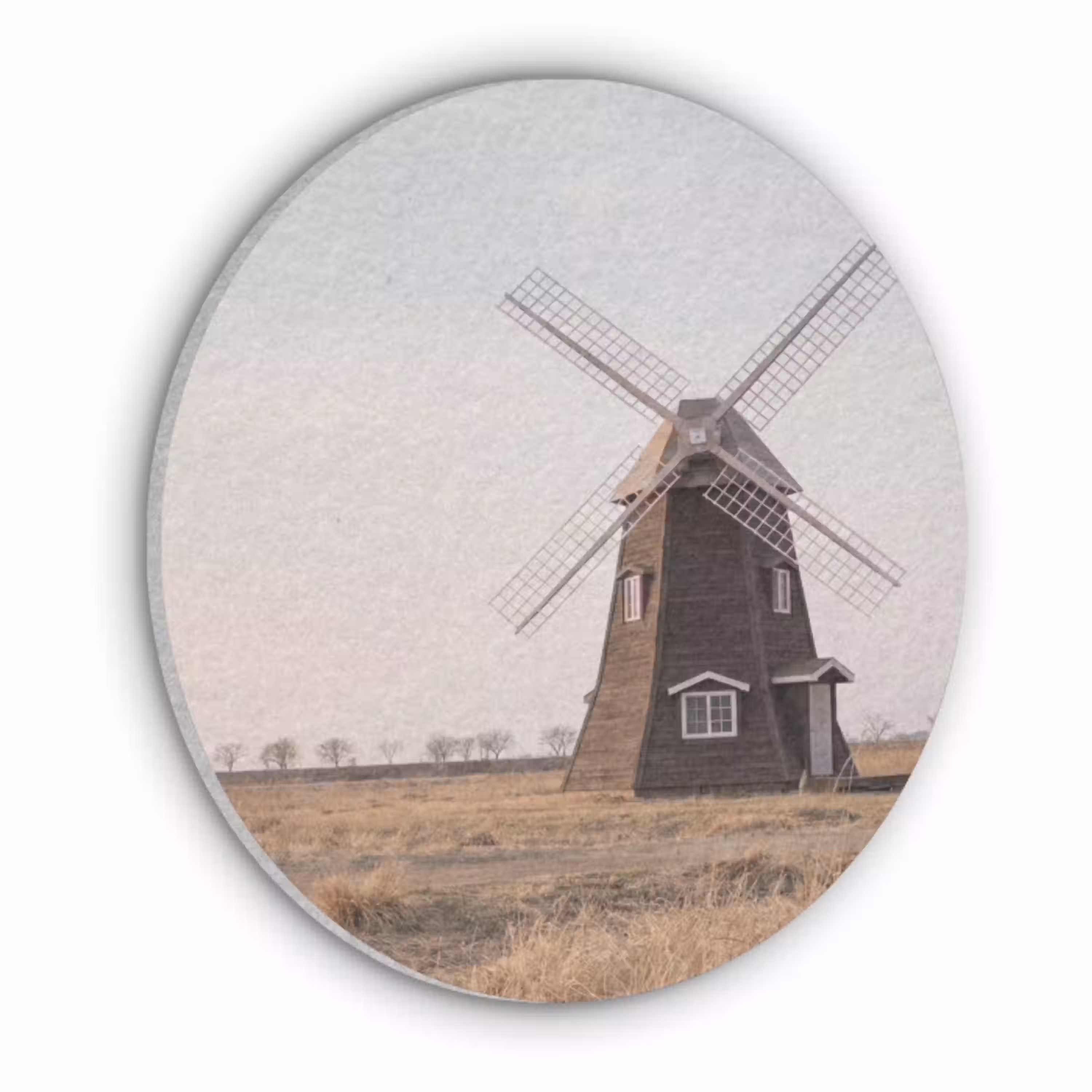 Windmolens - Landschap - Veld Akoestische PET Vilt - Rond klein -3d