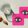 Minimalistisch - Oog - Roze onderzetter kurk middel -sfeer4
