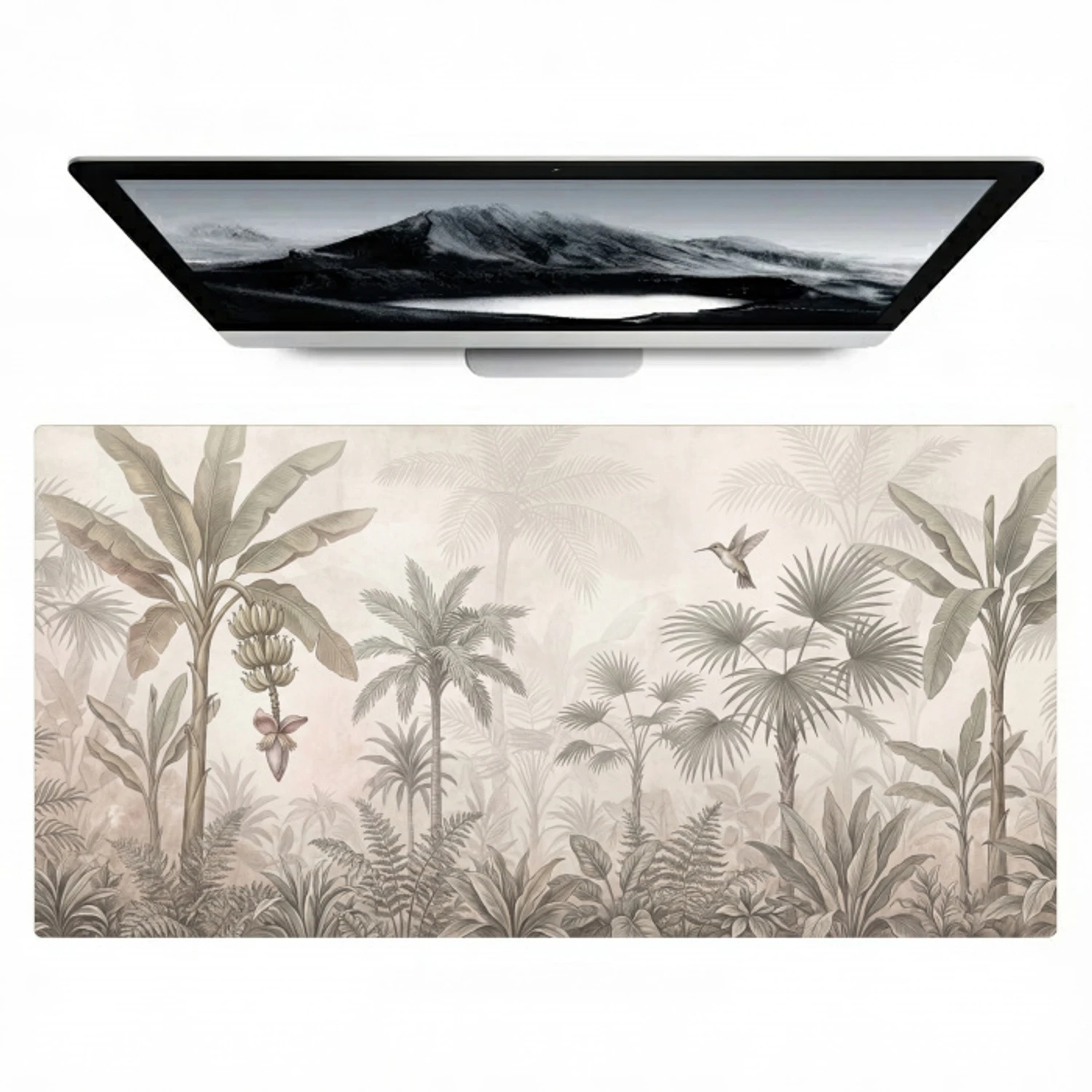 Jungle - Banenboom - Kolibrie - Beige Muismat XXL klein -zzz3d