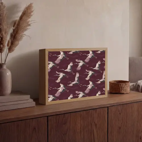 Kraanvogels - Klassiek - Bordeaux Light Box met batterij (Wandlamp) middel 907 -sfeer2