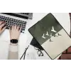 Japandi - Vogel - Groen laptophoes neopreen klein -bureau