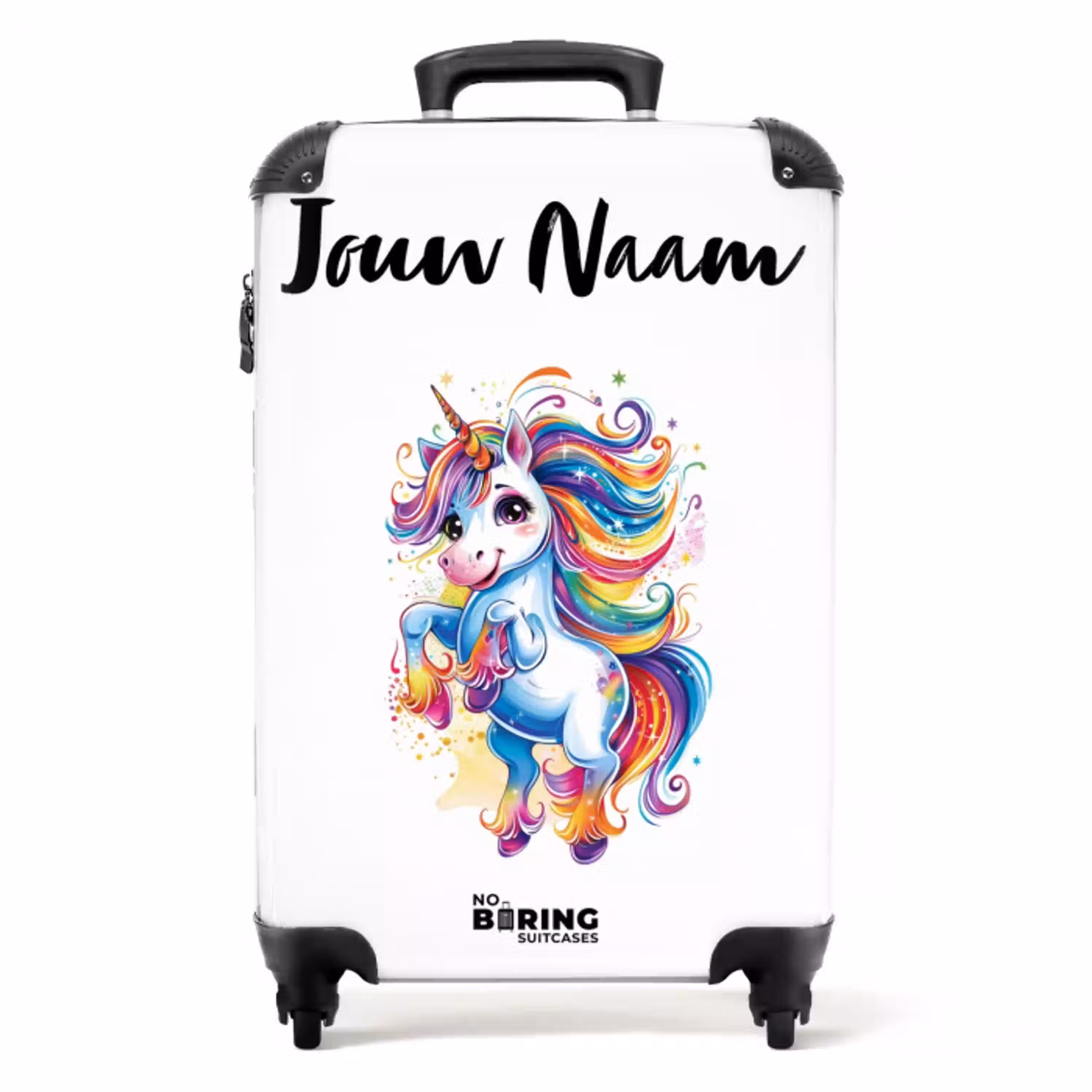 Steigerende Eenhoorn met Regenboogmanen NBS - Handbagage koffer - Kinderen Unisex middel -productfoto_recht