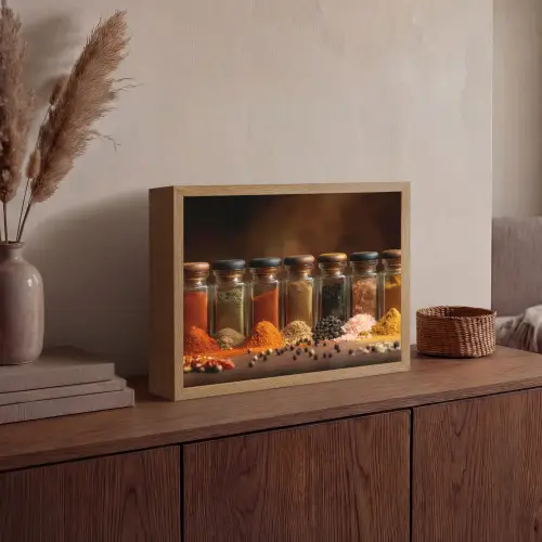 Potjes - Kruiden - Specerijen - Korrels Light Box met batterij (Wandlamp) middel -sfeer2