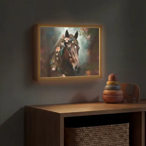 Paard - Natuur - Bloemen - Dieren - Bos Light Box met batterij (Wandlamp kind) middel -sfeer5_kind