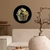 Cupcake - Eten - Goud - Zwart Wandcirkel kunststof plaat 5mm dik klein -sfeer1