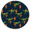Bliksemschichten - Oranje - Dinosaurussen Wandcirkel kunststof plaat 5mm dik klein -3d