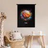 Oranje basketbal te midden van verfspetters Wandkleed katoen klein -wsfeer5_kind