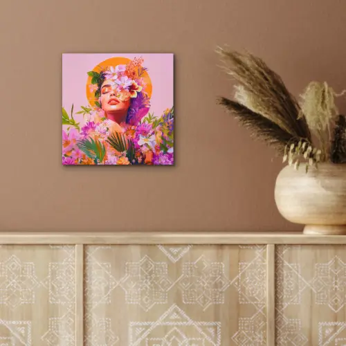 Vrouw - Abstract - Cirkel - Bloemen aluminium wit klein -sfeer4