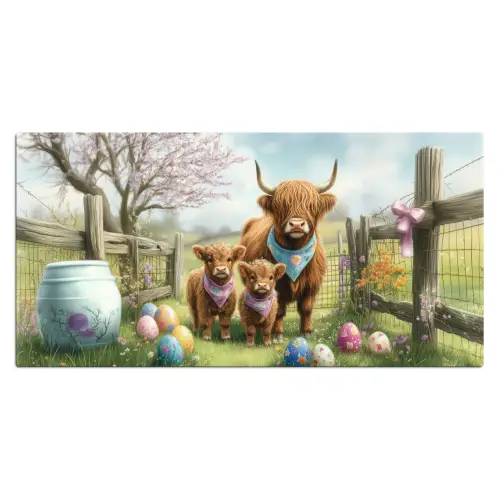 Schotsehooglanders - Paaseieren - Lente Muismat XXL klein -3d_leeg