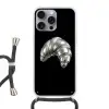Croissant - Metaal - Zilver Hoesje iPhone 16 Pro Max met koord klein -3d