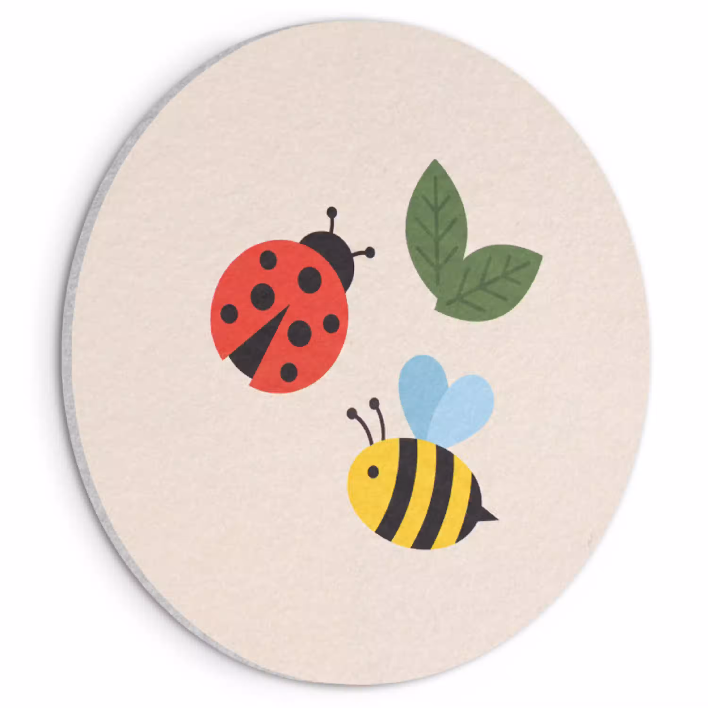 Insect - Blad - Natuur - Speels - Illustratie Akoestische PET Vilt - Rond klein -3d