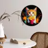 Kat - Eten - Patat - Graffiti - Abstract Wandcirkel plexiglas klein -sfeer4