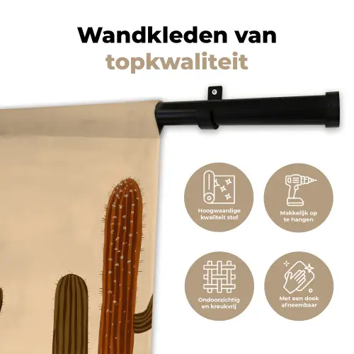Cactus - Woestijn - Zand - Bruin Wandkleed katoen klein -sfeer2