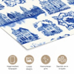 Huizen - Schepen - Blauw poster papier klein 62 -closeup_NL