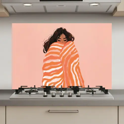 Meisje - Deken - Gestreept - Oranje keuken achterwand spatscherm klein -3d_website
