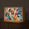Schilderij - Abstract - Bloemen - Roze Light Box met kabel (Tafellamp) klein -z3d_website