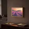 Lavendelveld - Zonsondergang - Paars Light Box met batterij (Wandlamp) middel -sfeer1