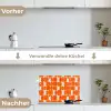 Patroon - Retro - Oranje keuken achterwand spatscherm klein 900 -voor_na_DE