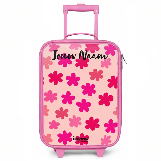 Kinderkoffer met naam - Roze - Bloemen - Patroon - Roze