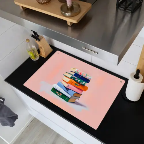 Boeken - Stapel - Kleurrijk Inductie beschemer met haakjes klein -sfeer1