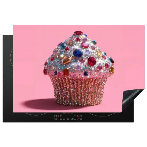 Cupcake - Kleurrijk - Edelstenen Inductie beschermer vinyl 3mm klein -3d