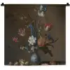 Bloemen in een Wan-Li vaas en schelpen - Schilderij van Balthasar van der Ast Wandkleed katoen klein -zz3d