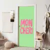 Mon cheri - Groen - Roze deurposter klein -sfeer6