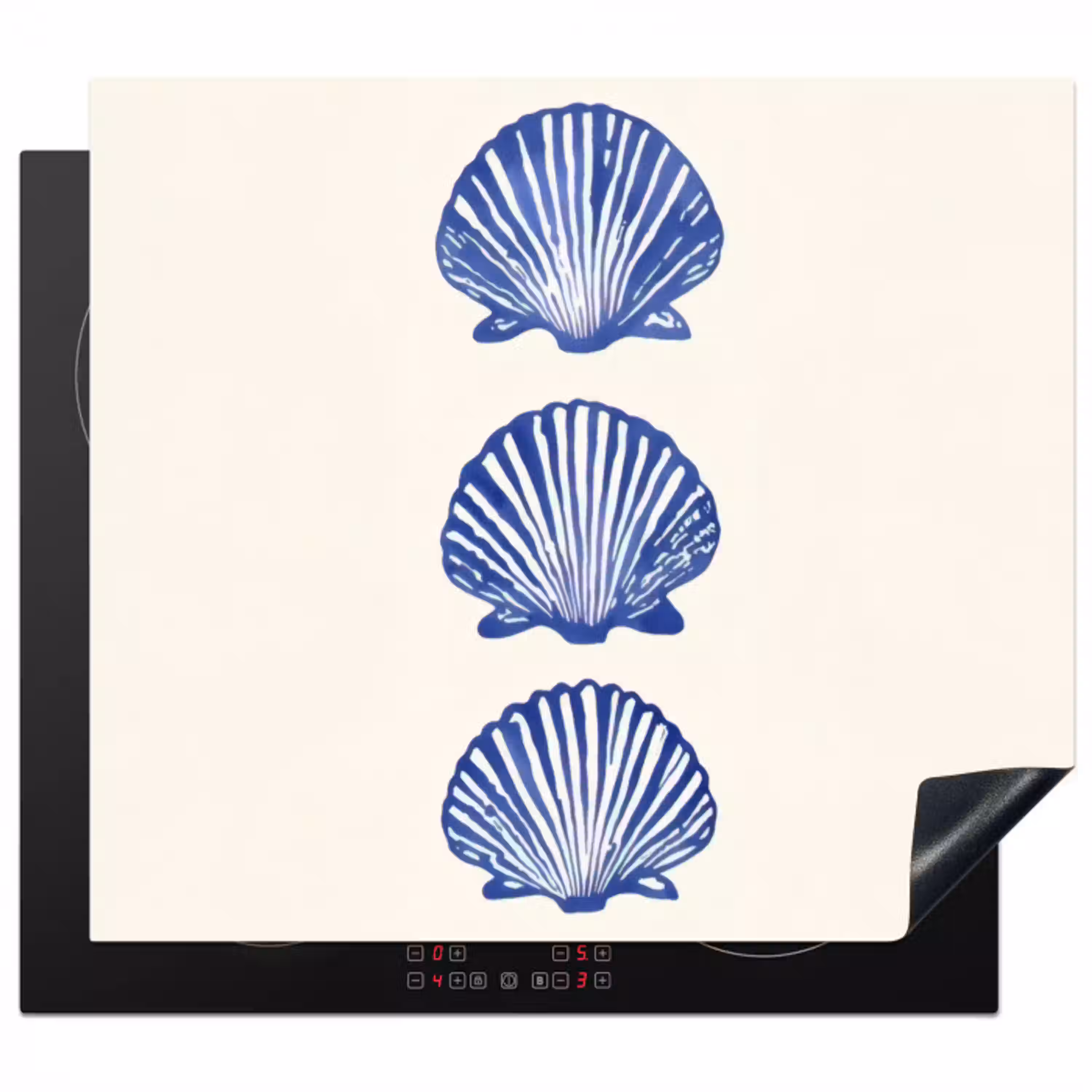 Schelpen - Blauw - Patroon Inductie beschermer vinyl 3mm middel -3d