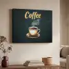 Koffie - Schotel - Koffiebonen - Retro Textielframe zwart klein -sfeer3